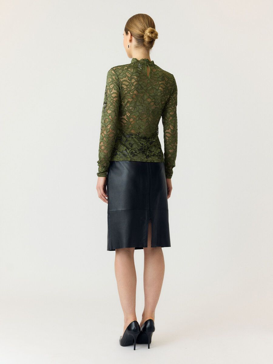 Yaslacey lace longsleeve sphagnum - YAS