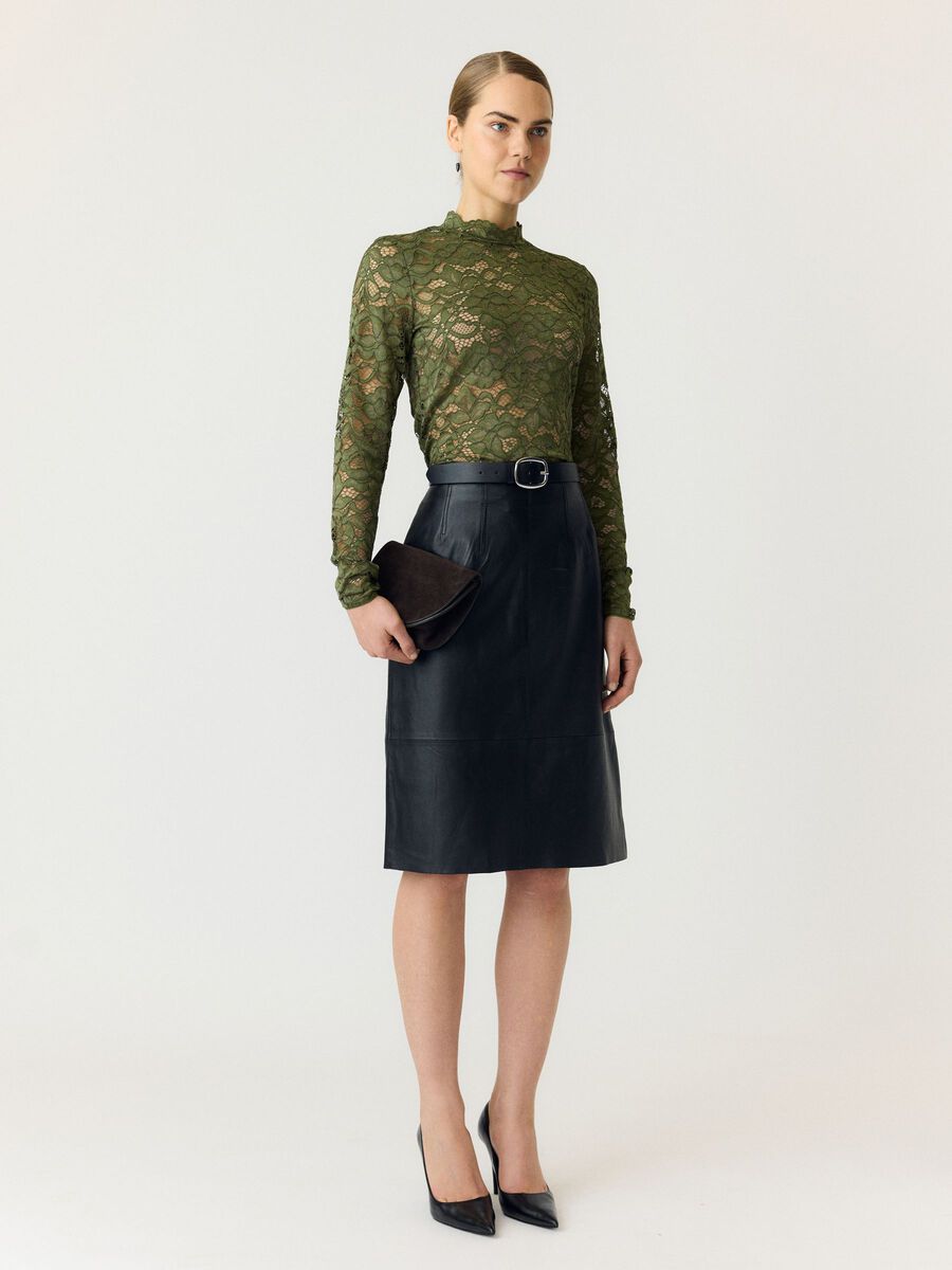 Yaslacey lace longsleeve sphagnum - YAS