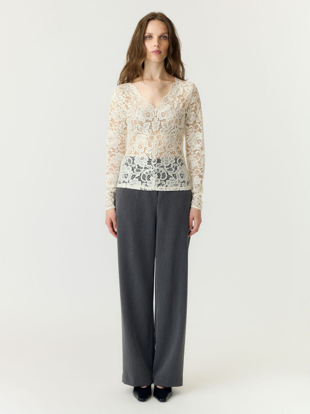 Yaslacey kant top met lange mouwen - YAS