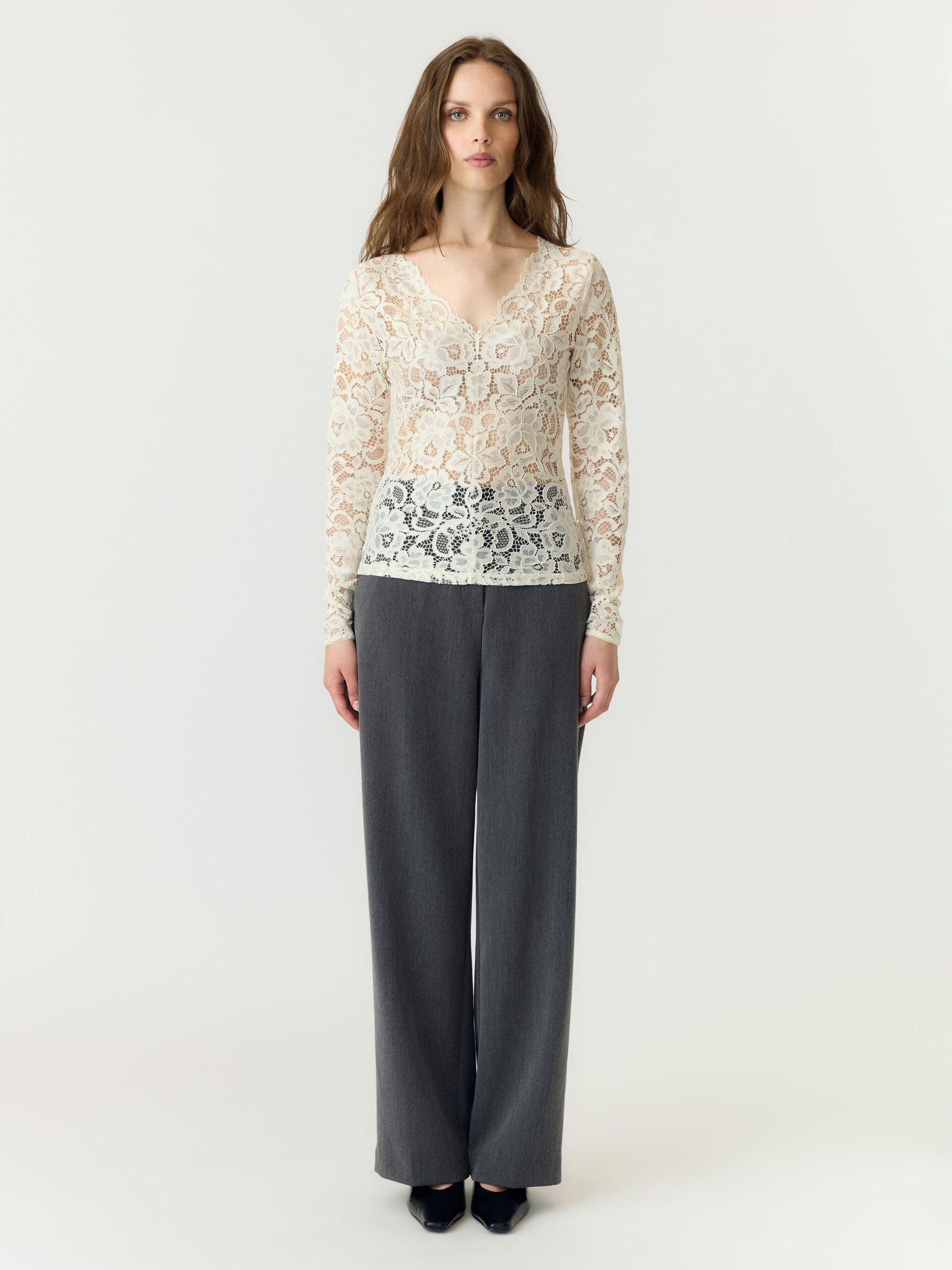 Yaslacey kant top met lange mouwen - YAS