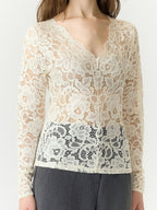 Yaslacey kant top met lange mouwen - YAS