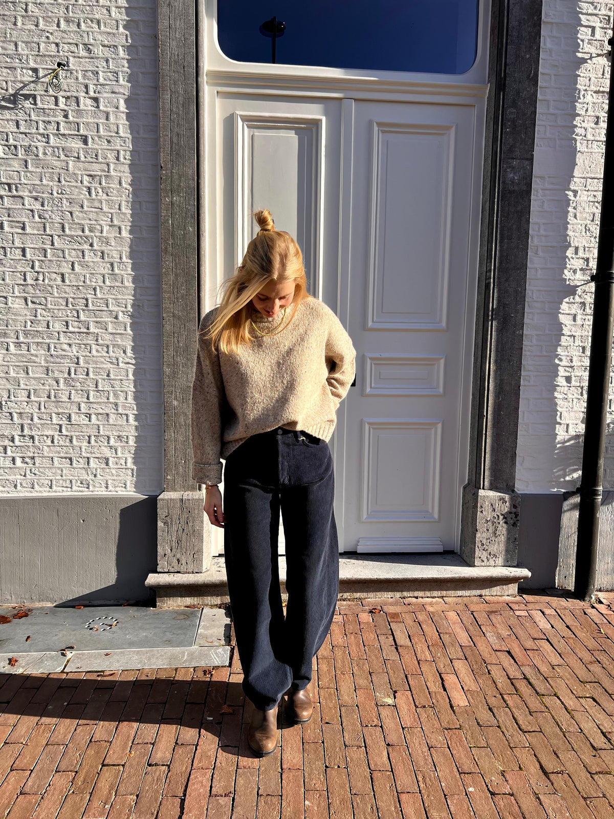 Meryl corduroy balloonbroek navy - Les Soeurs
