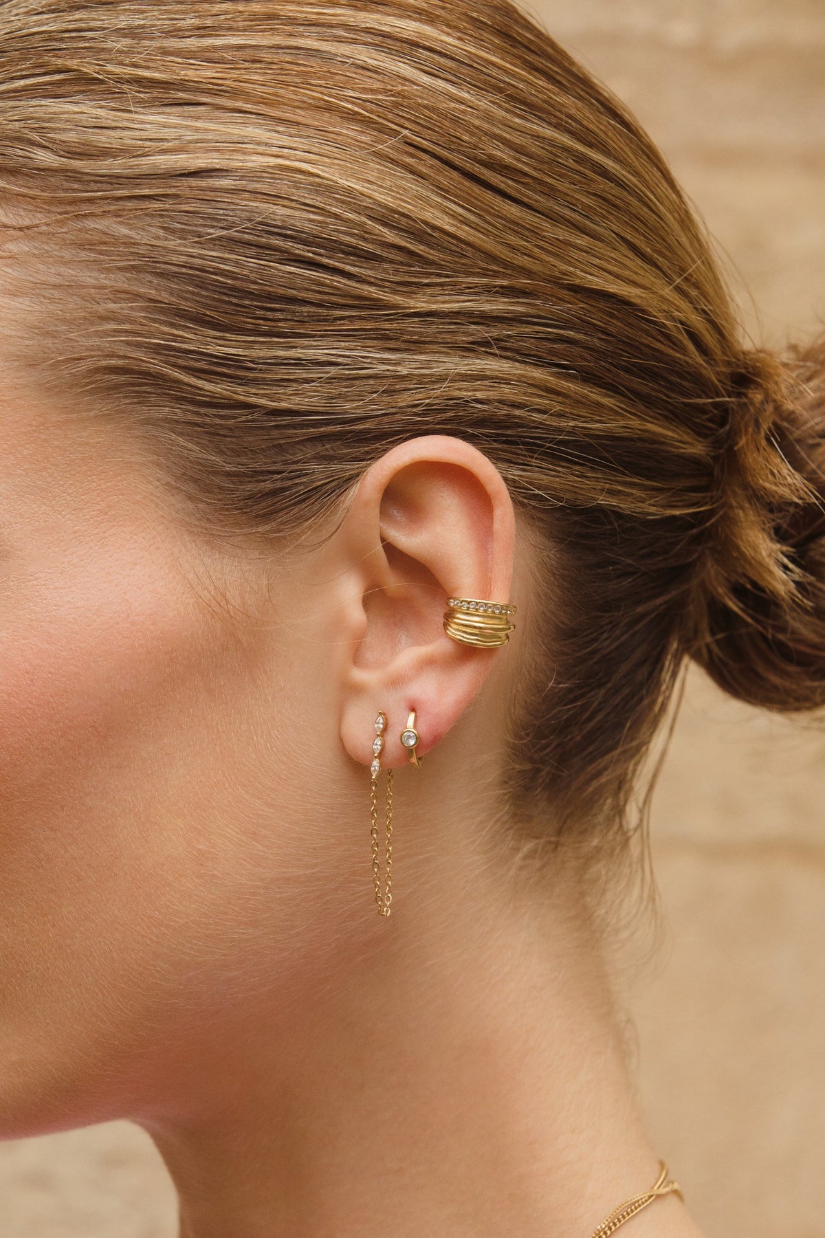 Magical studs met strass en chain - My Jewellery