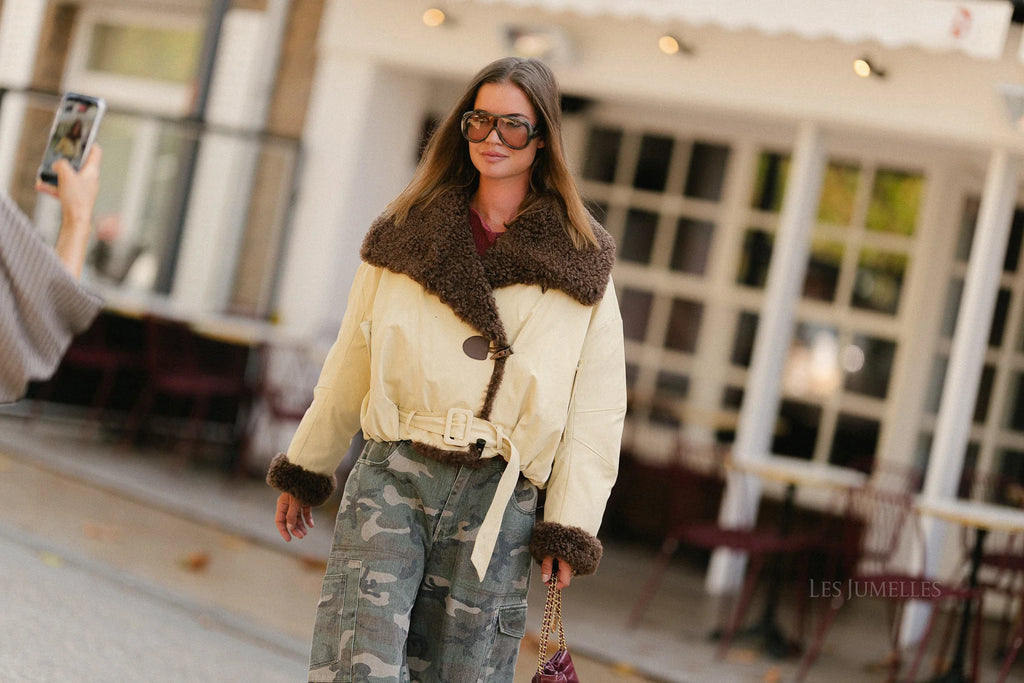 Quinn aviator jacket butter yellow - Les Jumelles