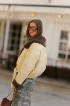 Quinn aviator jacket butter yellow - Les Jumelles
