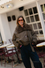 Quinn aviator jacket hot chocolate - Les Jumelles