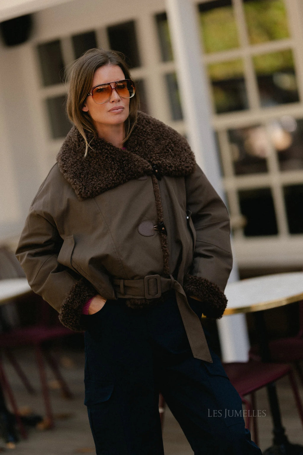Quinn aviator jacket hot chocolate - Les Jumelles