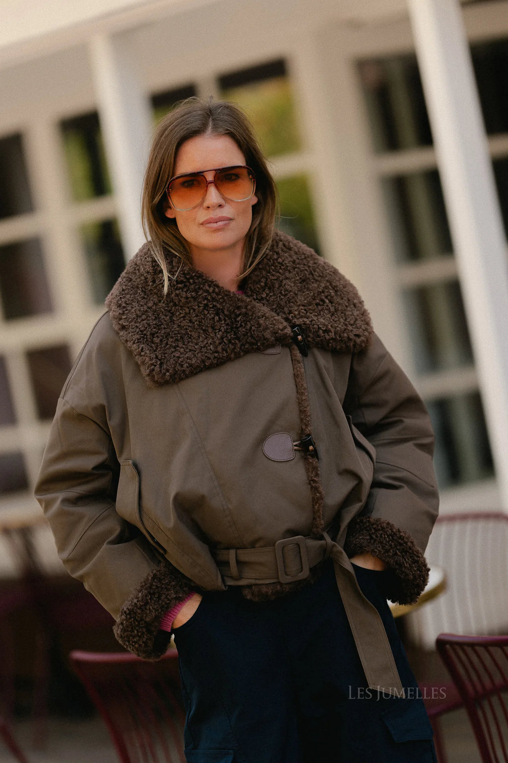 Quinn aviator jacket hot chocolate - Les Jumelles
