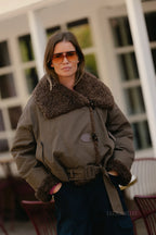 Quinn aviator jacket hot chocolate - Les Jumelles