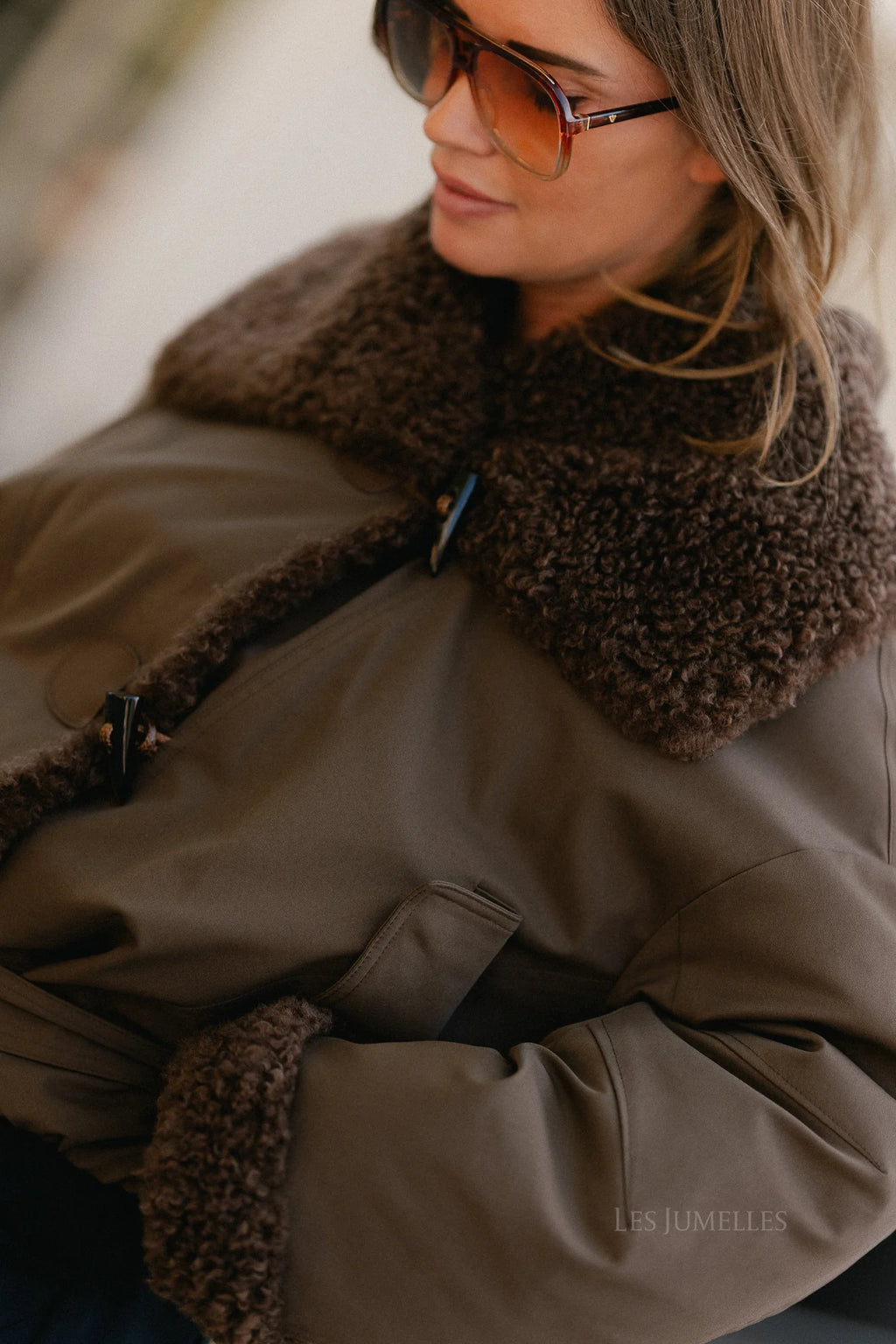 Quinn aviator jacket hot chocolate - Les Jumelles