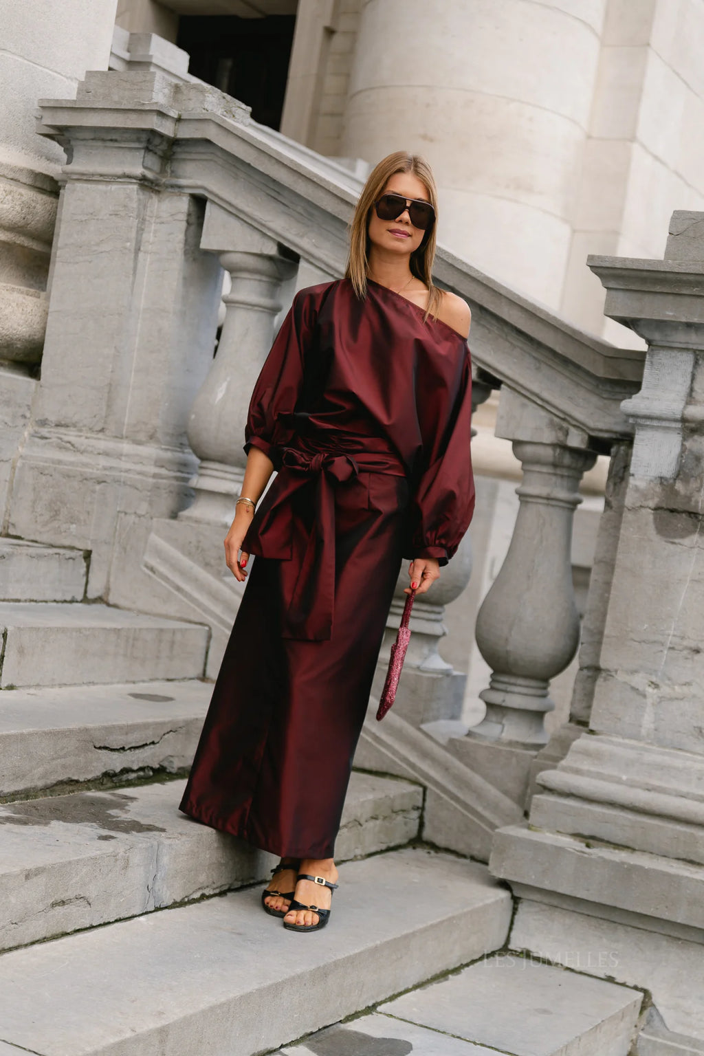 Suttton tied maxi skirt burgundy - Les Jumelles