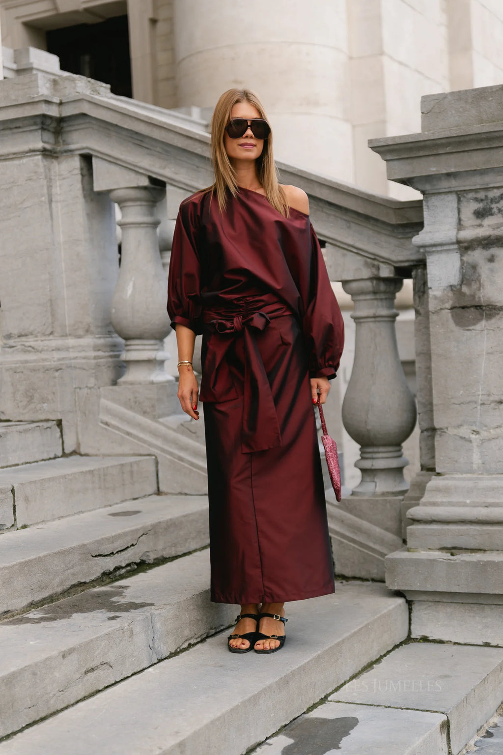 Suttton tied maxi skirt burgundy - Les Jumelles