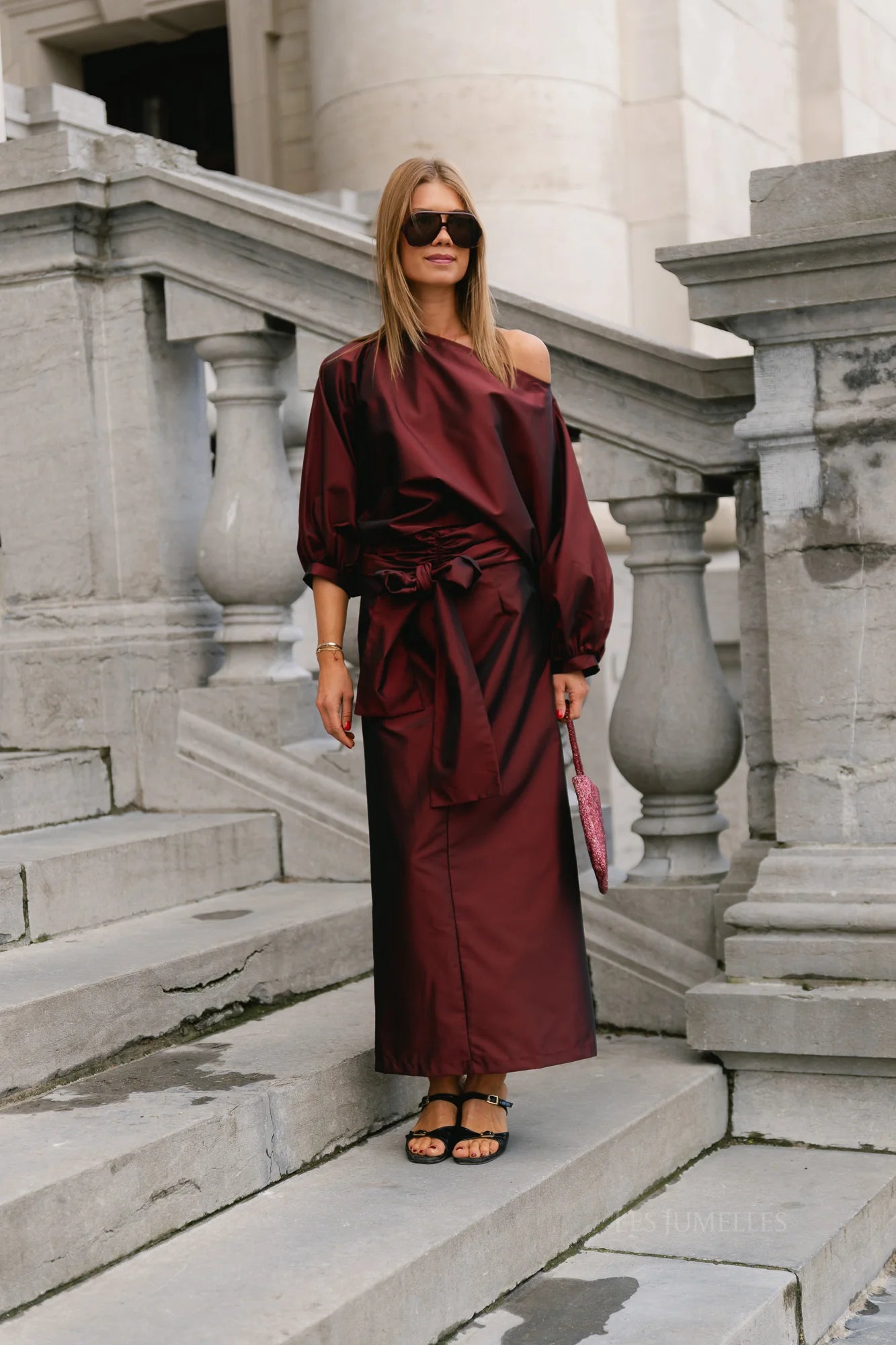 Suttton tied maxi skirt burgundy - Les Jumelles