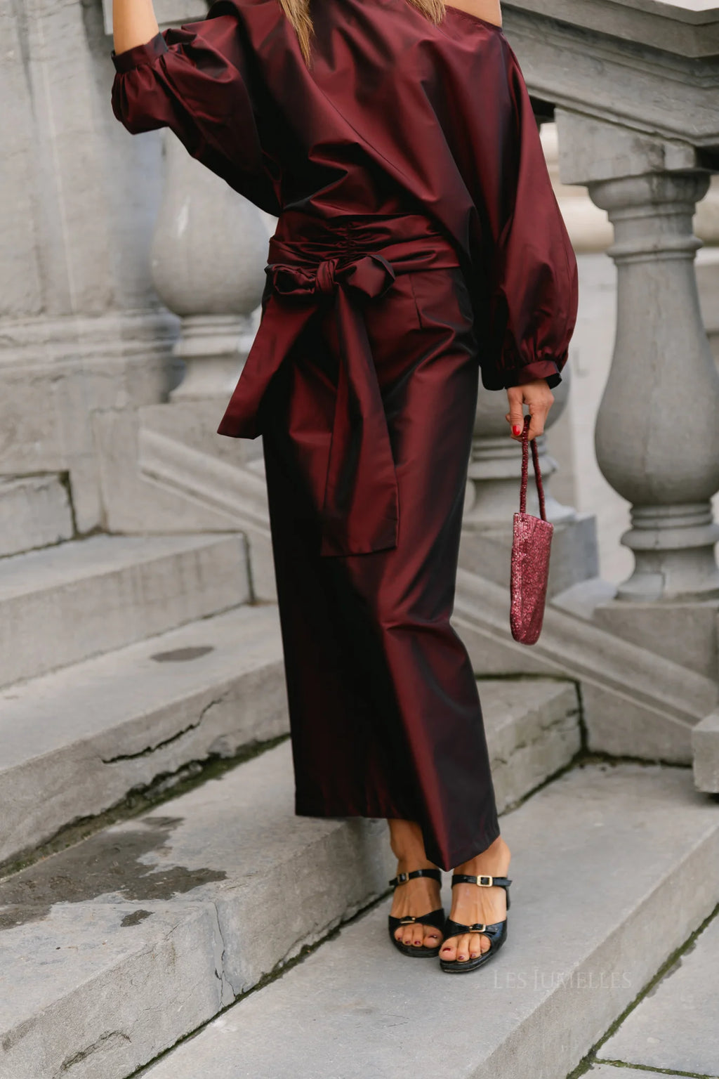 Suttton tied maxi skirt burgundy - Les Jumelles