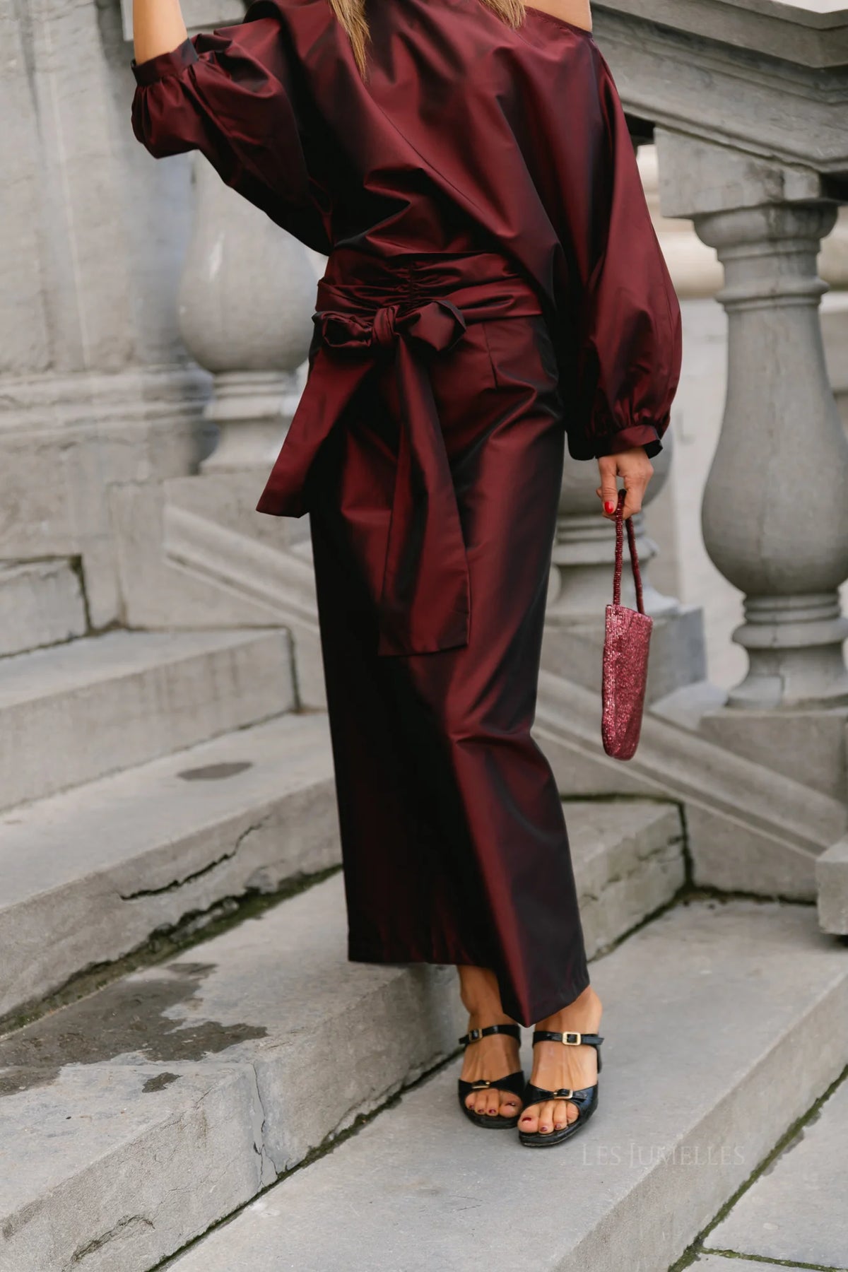 Suttton tied maxi skirt burgundy - Les Jumelles