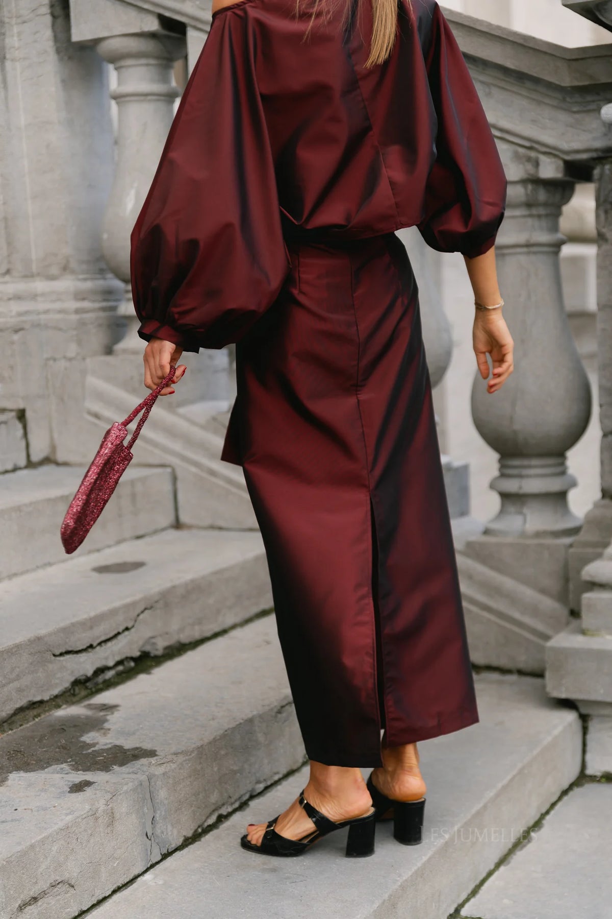 Suttton tied maxi skirt burgundy - Les Jumelles