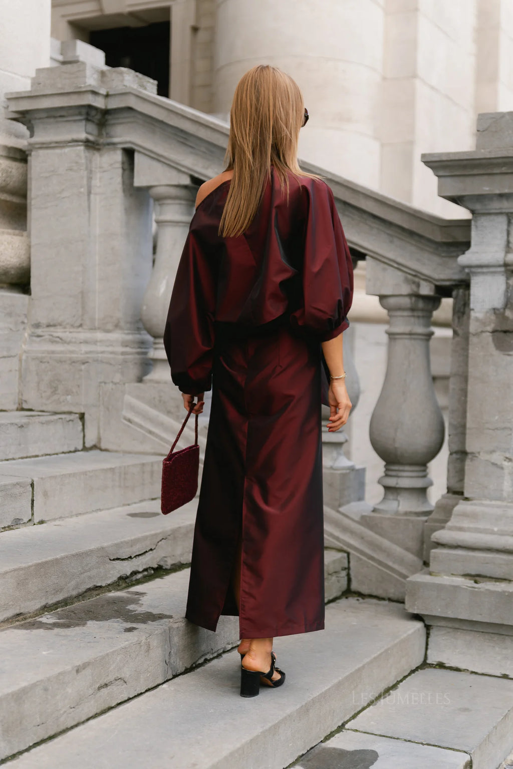 Suttton tied maxi skirt burgundy - Les Jumelles