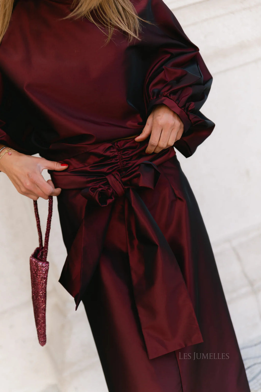 Suttton tied maxi skirt burgundy - Les Jumelles