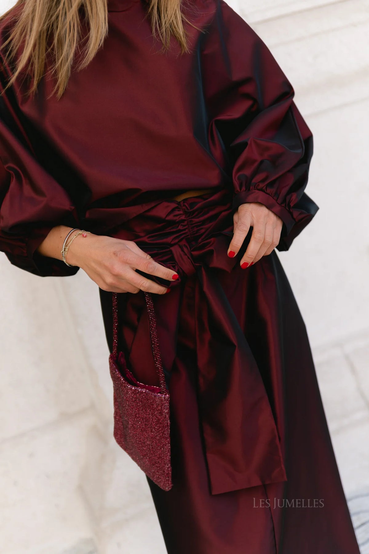 Suttton tied maxi skirt burgundy - Les Jumelles