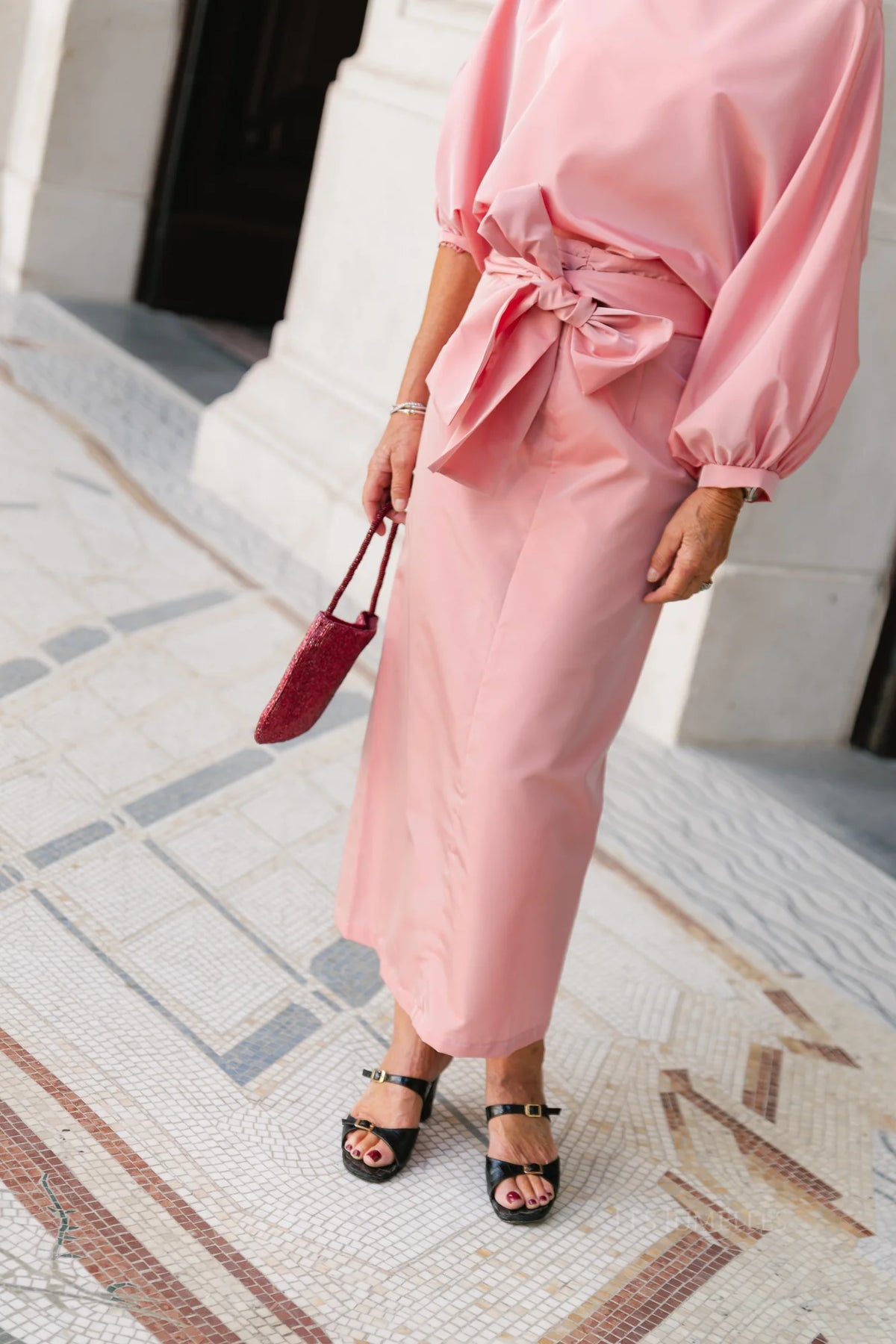 Sutton tied maxi skirt light pink - Les Jumelles