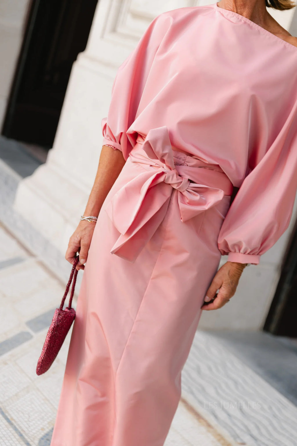 Sutton tied maxi skirt light pink - Les Jumelles