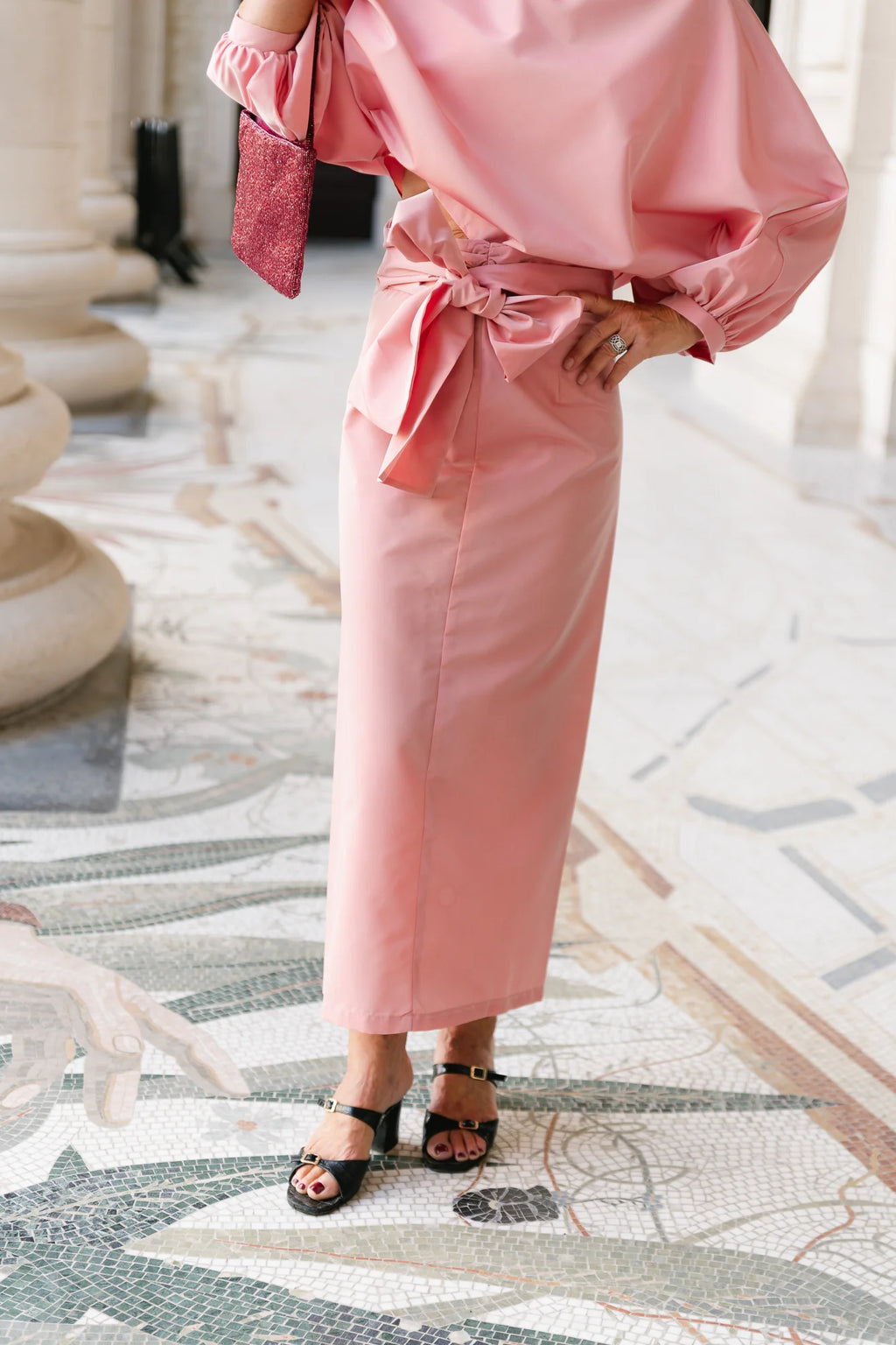 Sutton tied maxi skirt light pink - Les Jumelles