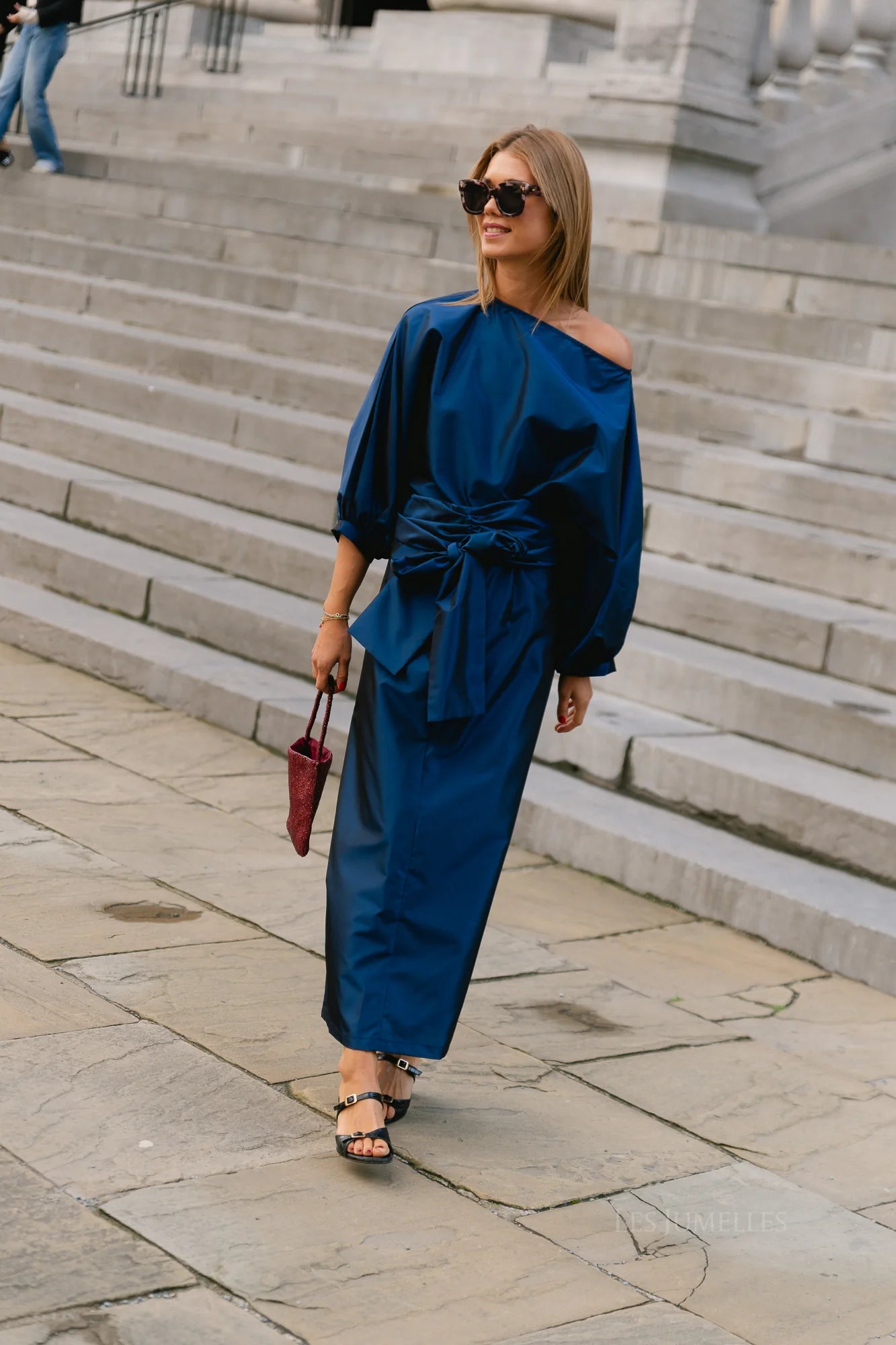 Sutton tied maxi skirt navy - Les Jumelles
