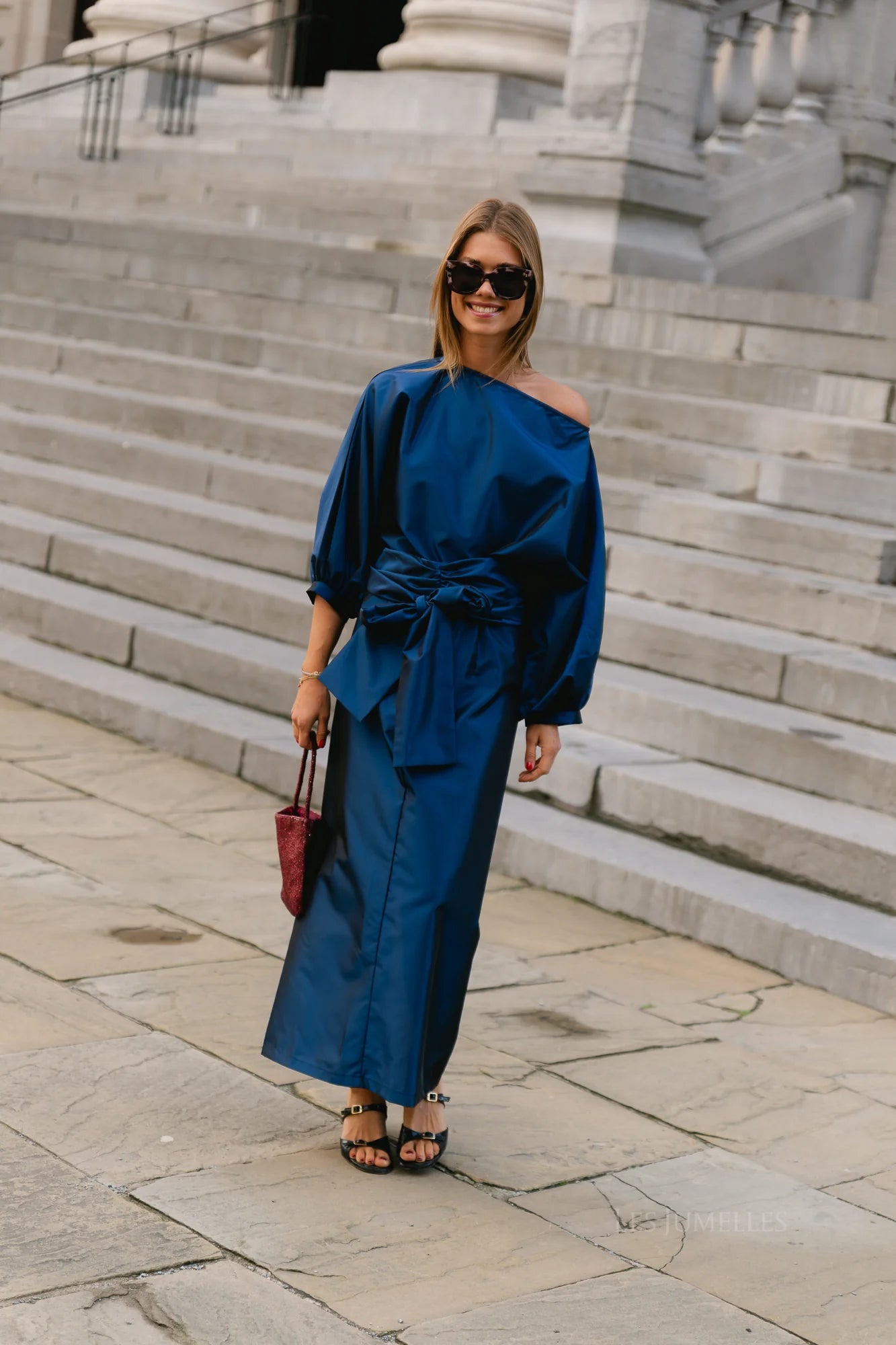 Sutton tied maxi skirt navy - Les Jumelles