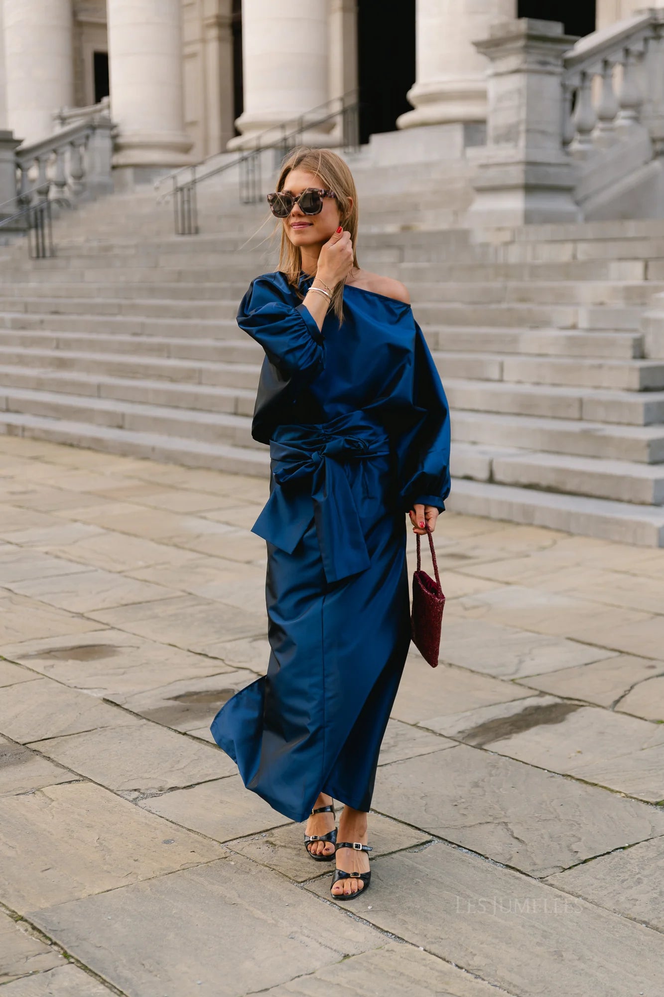 Sutton tied maxi skirt navy - Les Jumelles