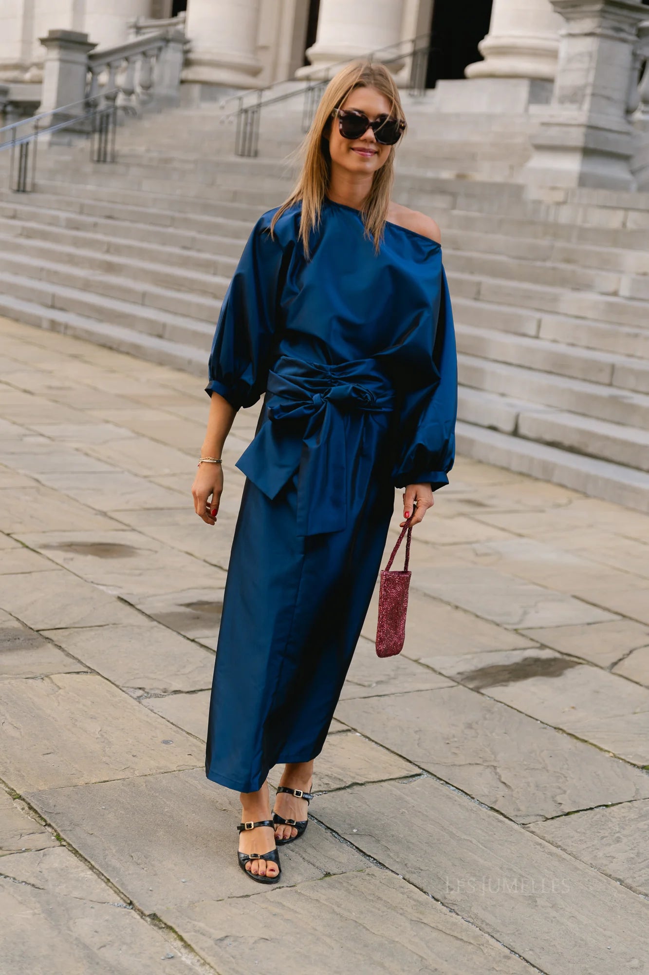 Sutton tied maxi skirt navy - Les Jumelles