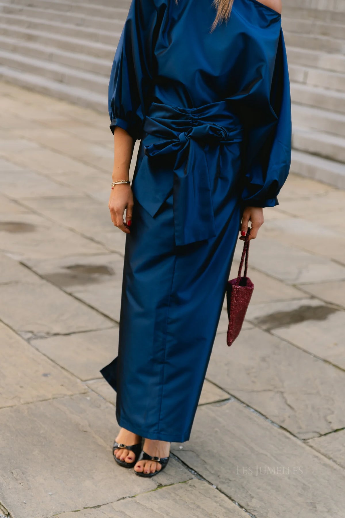 Sutton tied maxi skirt navy - Les Jumelles