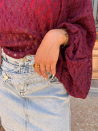 Monica lace blouse burgundy - Les Jumelles