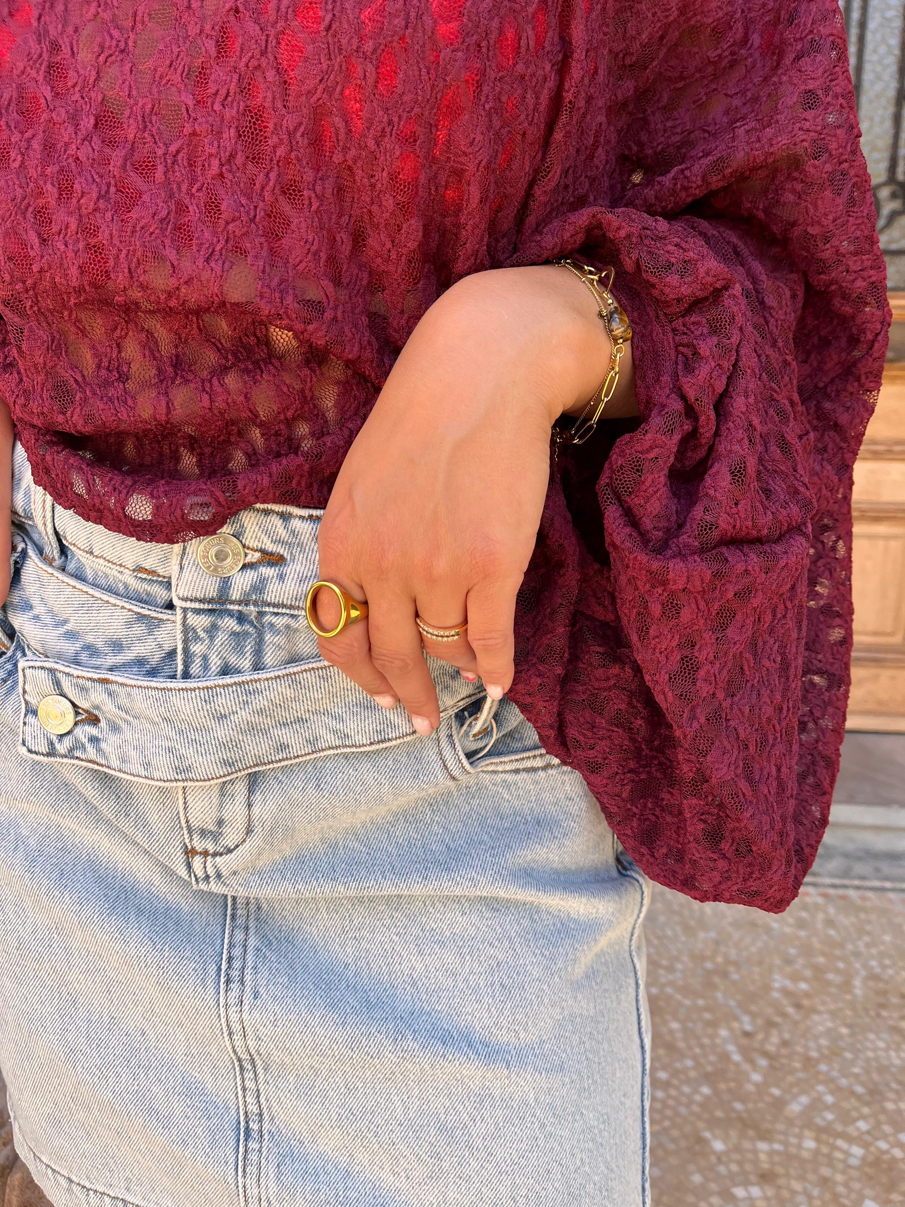 Monica lace blouse burgundy - Les Jumelles