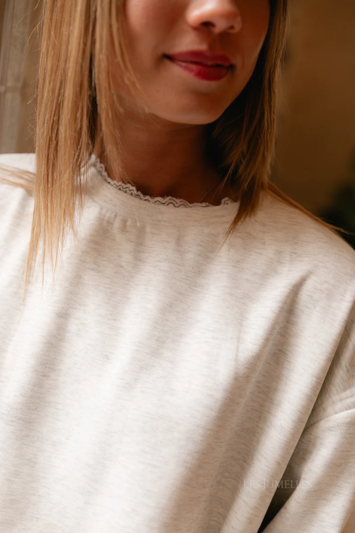 Everly sweater light grey melange - Les Jumelles