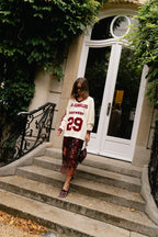 Sweat-shirt Varsity jaune beurre/bordeaux - Les Jumelles