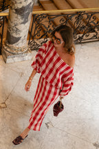 Jupe Cosette à carreaux rouge/blanc cassé - Les jumelles