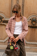 Kaia oversized check hemd pink/latte - Les Jumelles