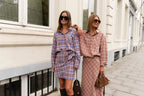 Kaia oversized geruite hemd royal blue/pink - Les Jumelles