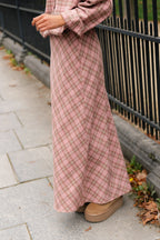 Eliza check maxi rok pink/latte - Les Jumelles