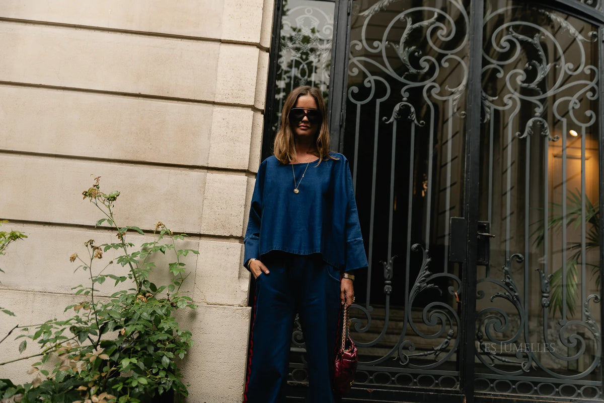 Chemise en jean Ruby bleu marine délavé - Les Jumelles