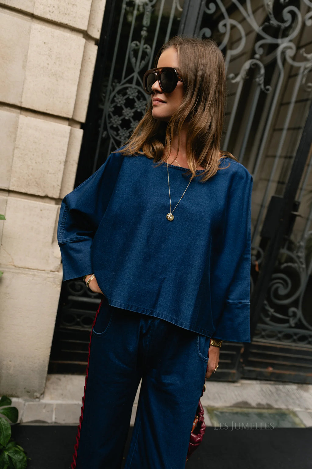 Chemise en jean Ruby bleu marine délavé - Les Jumelles