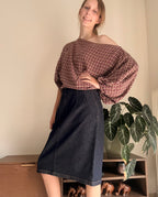 Cosette signature check blouse burgundy - Les Jumelles