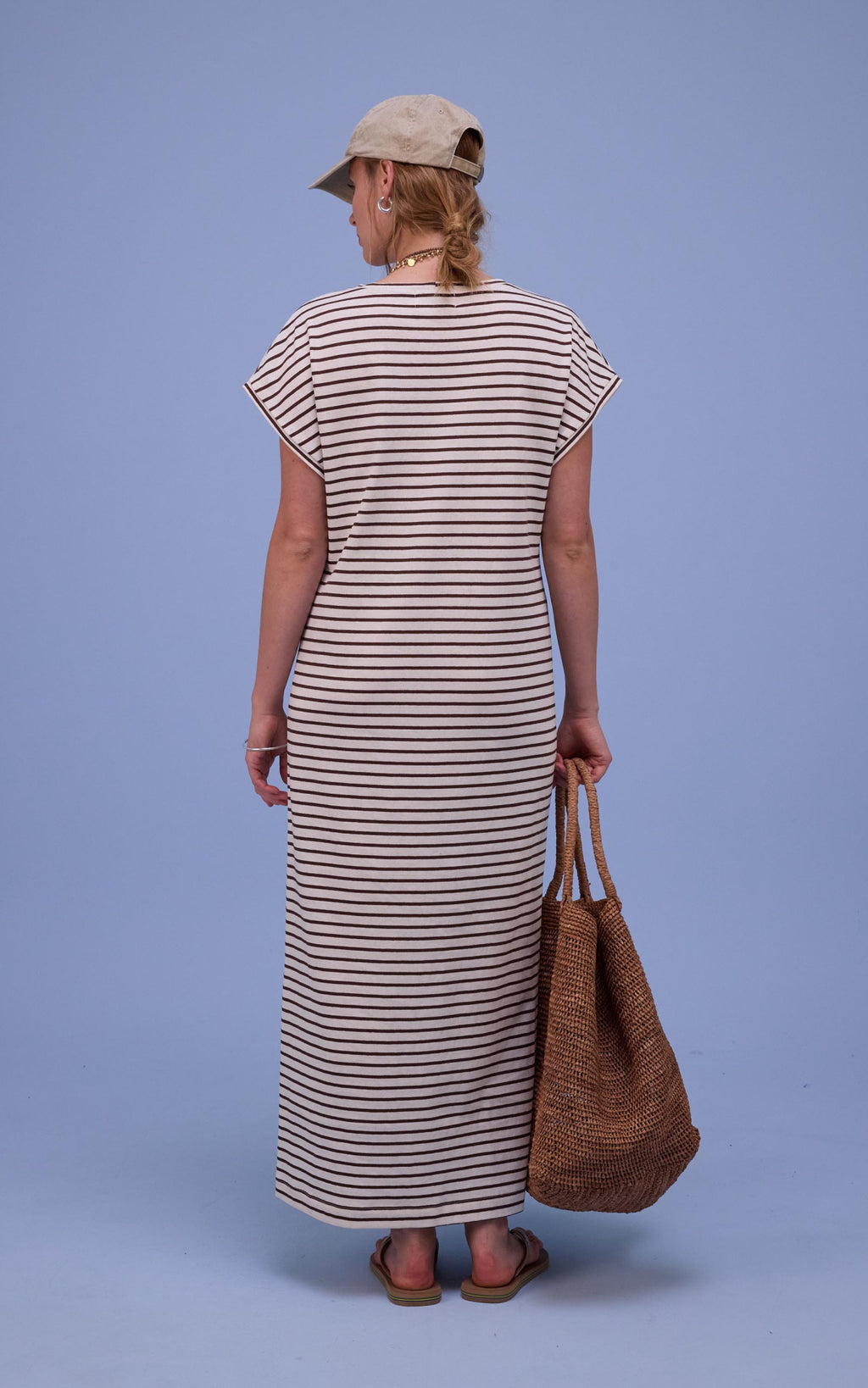 Denise jurk brown stripes  - Nathalie Vleeschouwer