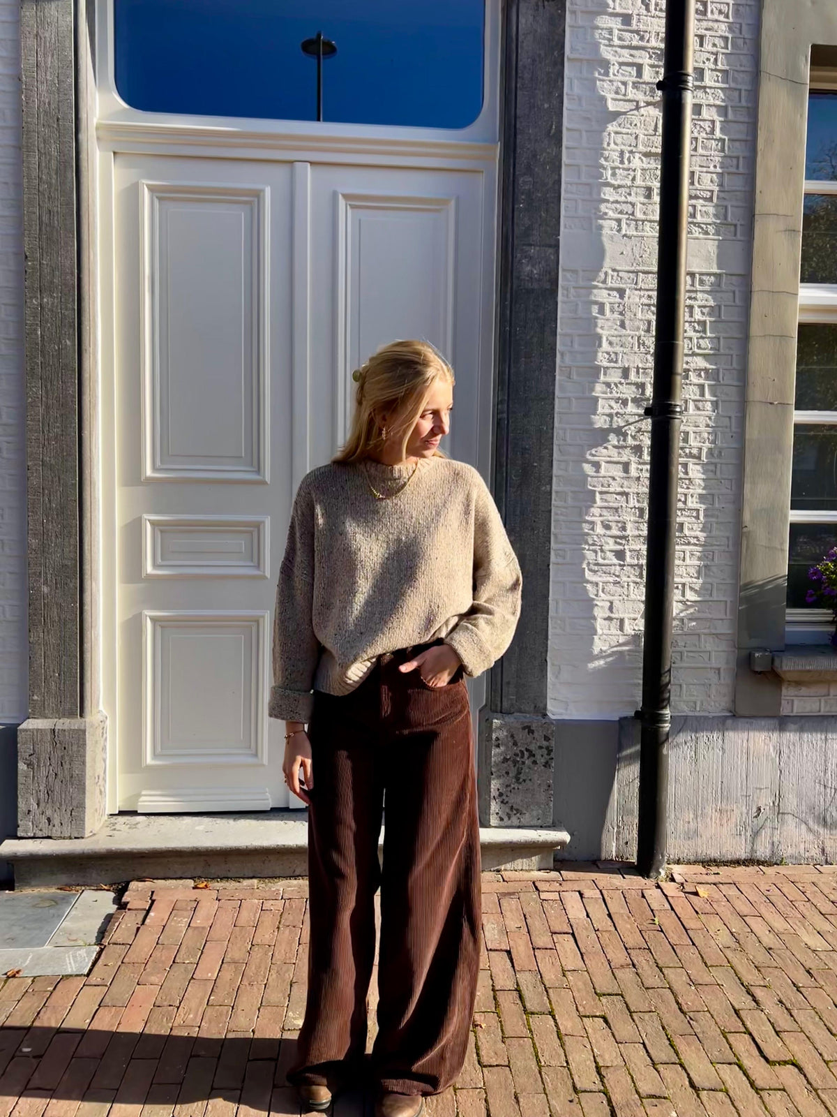 Ava gebreide trui beige popcorn - Les Soeurs