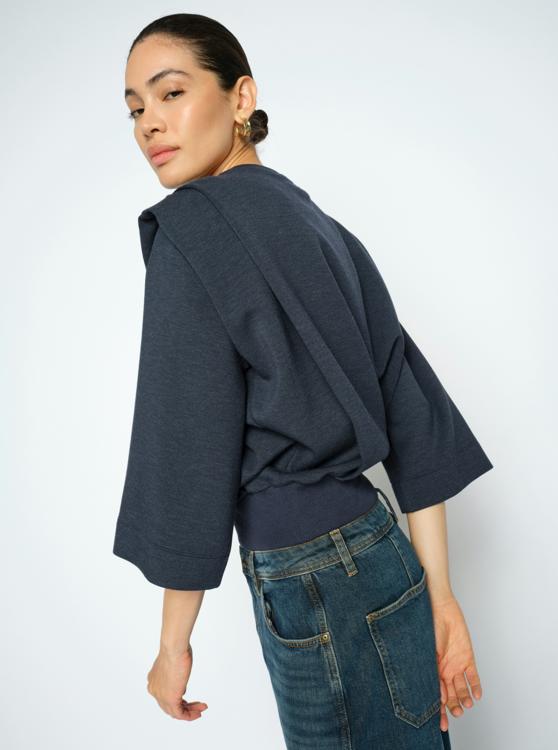 Mae 3/4 sleeve sweatshirt navy - Mos Mosh