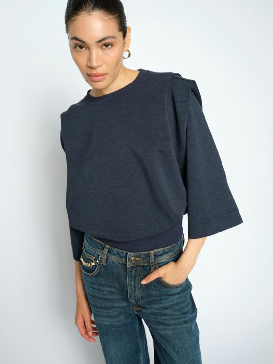 Mae 3/4 sleeve sweatshirt navy - Mos Mosh