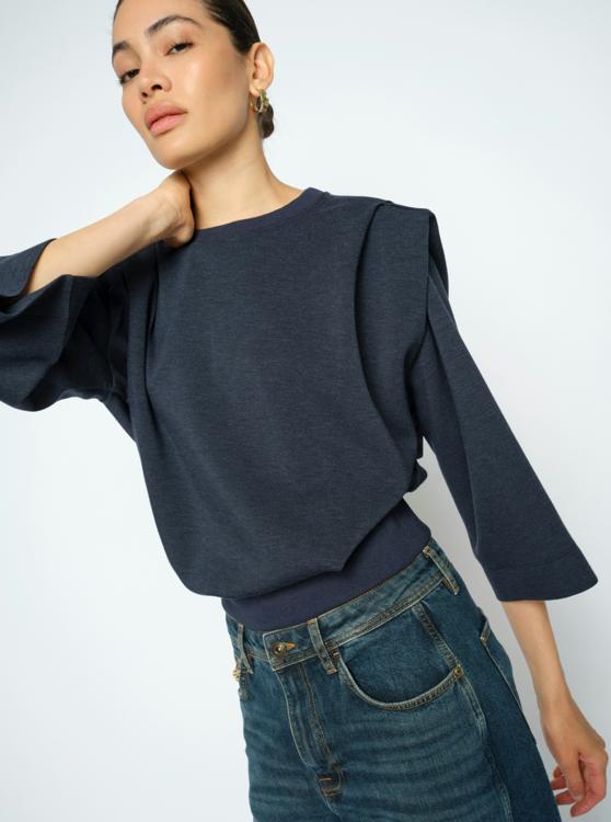 Mae 3/4 sleeve sweatshirt navy - Mos Mosh