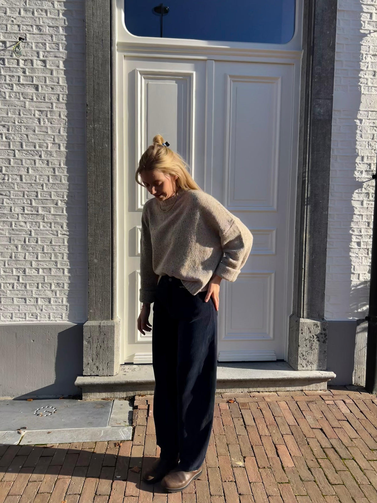 Meryl corduroy balloonbroek navy - Les Soeurs