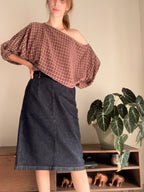 Cosette signature check blouse burgundy - Les Jumelles