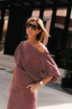 Cosette blouse burgundy streep - Les Jumelles